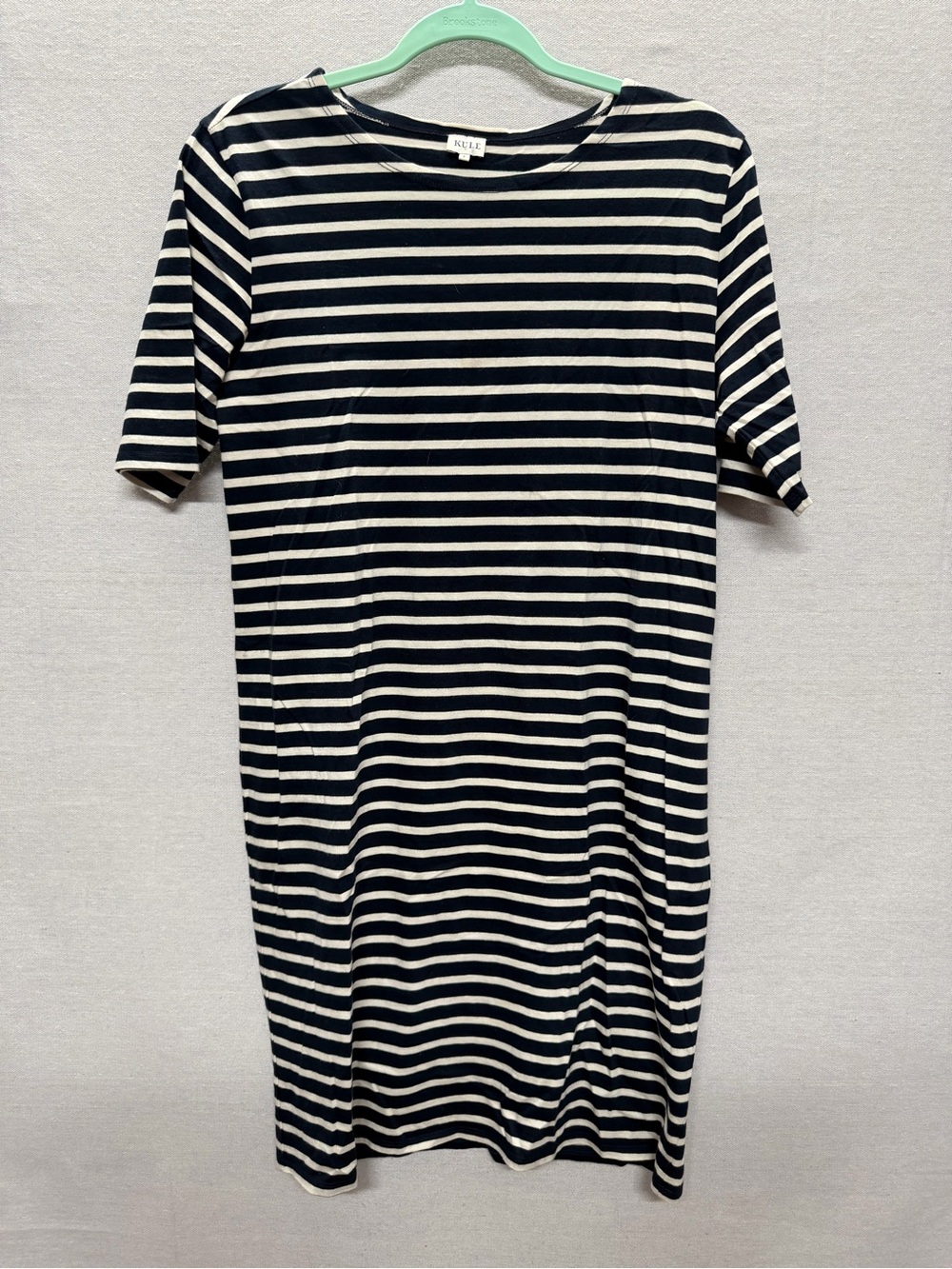 KULE Black and Cream Stripe Short Sleeve T-shirt Dress - size S